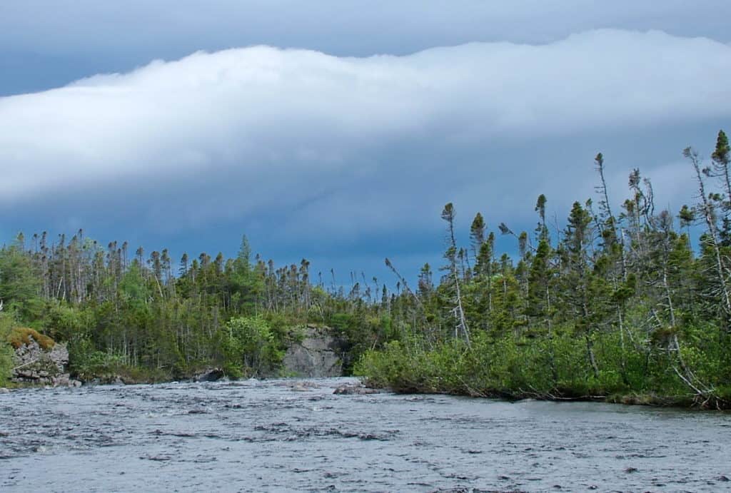 storm clouds over Baker's brook pond in gros morne national park, newfoundland