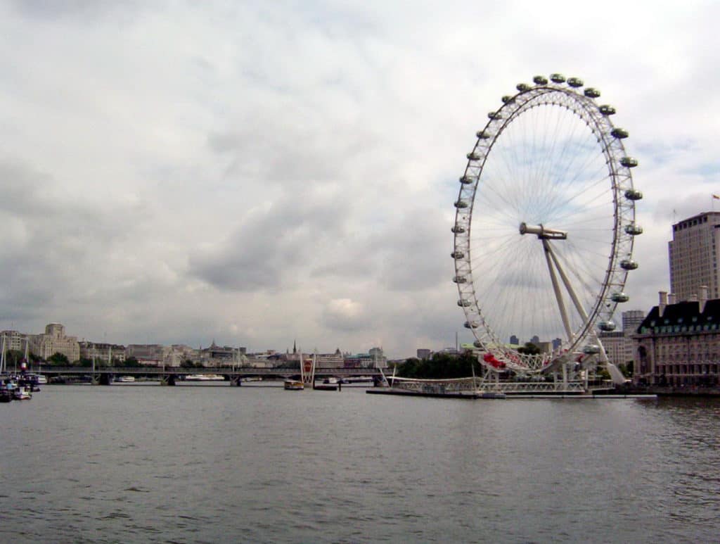 An image of the Millennium Wheel or the London Eye in London, England.
