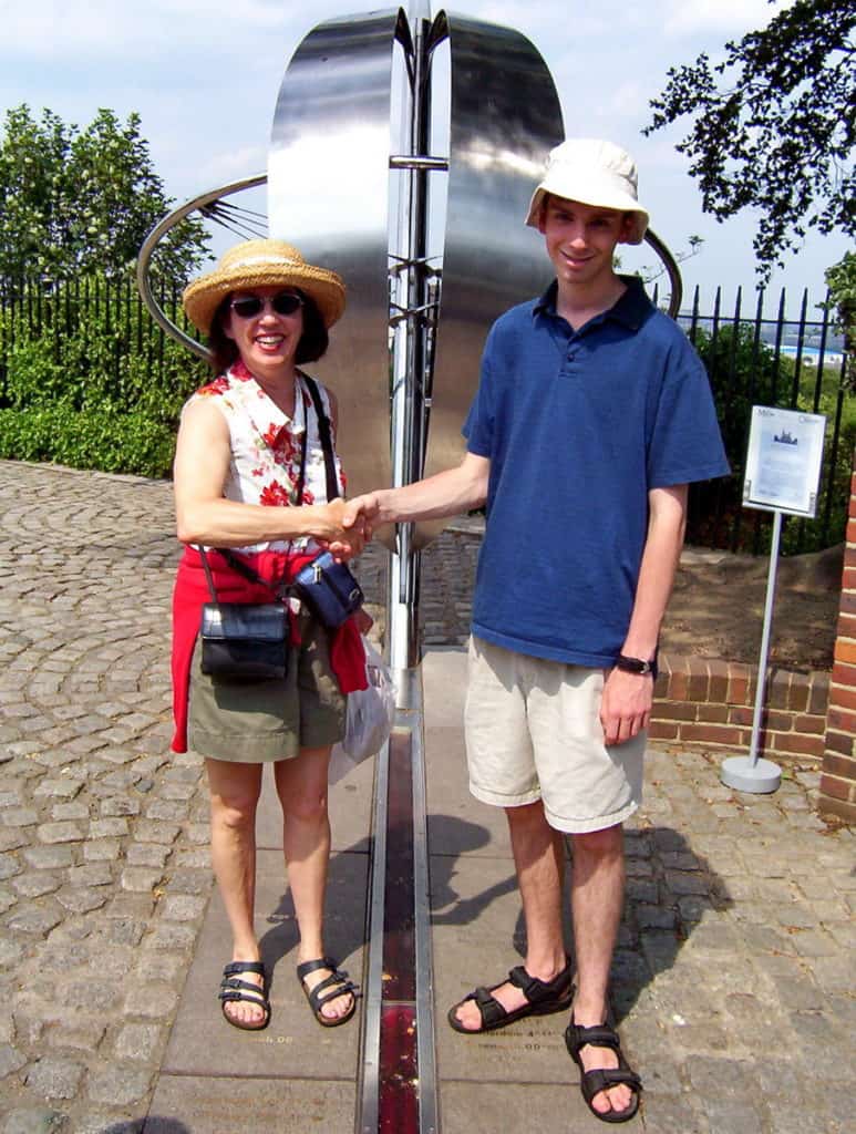An image of the Prime Meridian Line at the Royal Observatory in Greenwich, London, England.