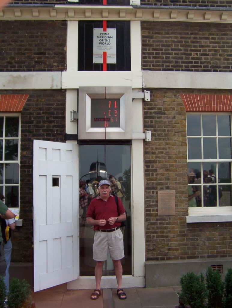 An image of the Prime Meridian Line at the Royal Observatory in Greenwich, London, England.