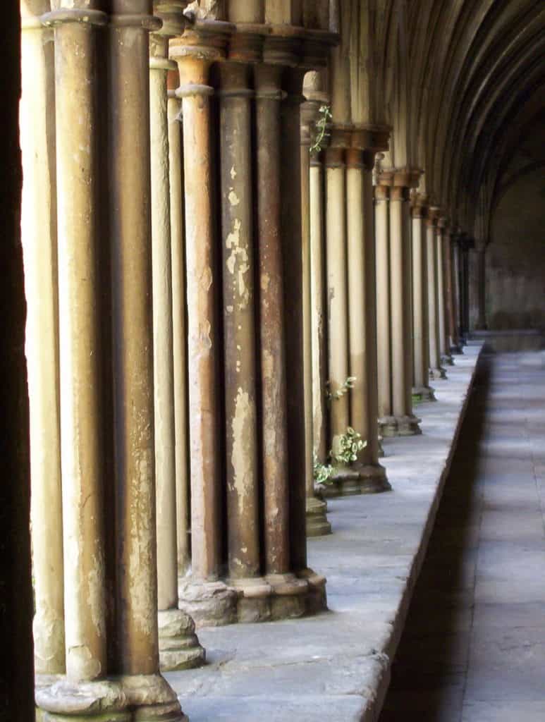 Image of the cloisters at salisbury cathedral in salisbury, england