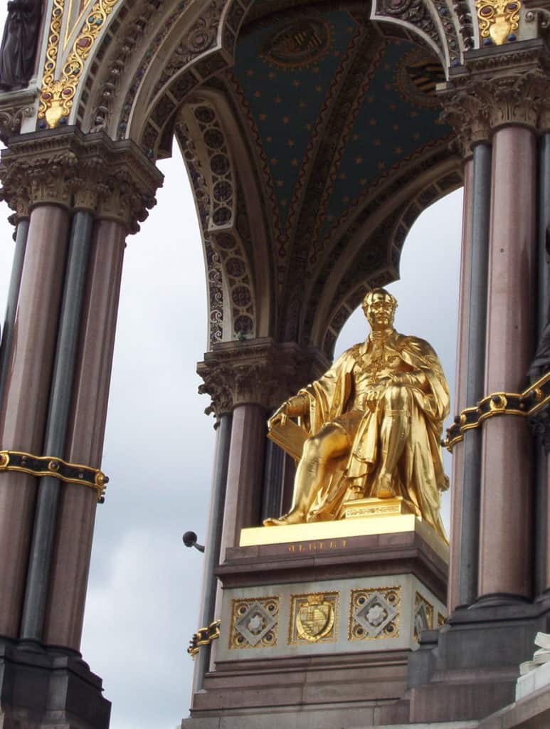 An image of the Prince Albert statue in Prince Albert Hall in London, England.