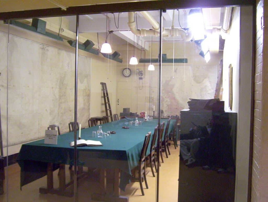 An image of the command centre in the Cabinet War Rooms in London, England.
