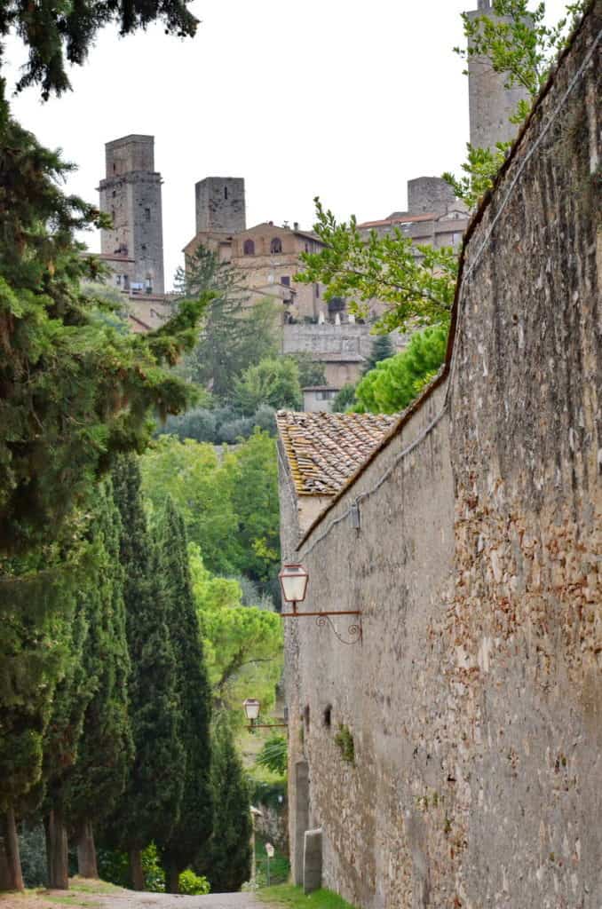 Image of the defensive walls of San Gimignano in Italy.