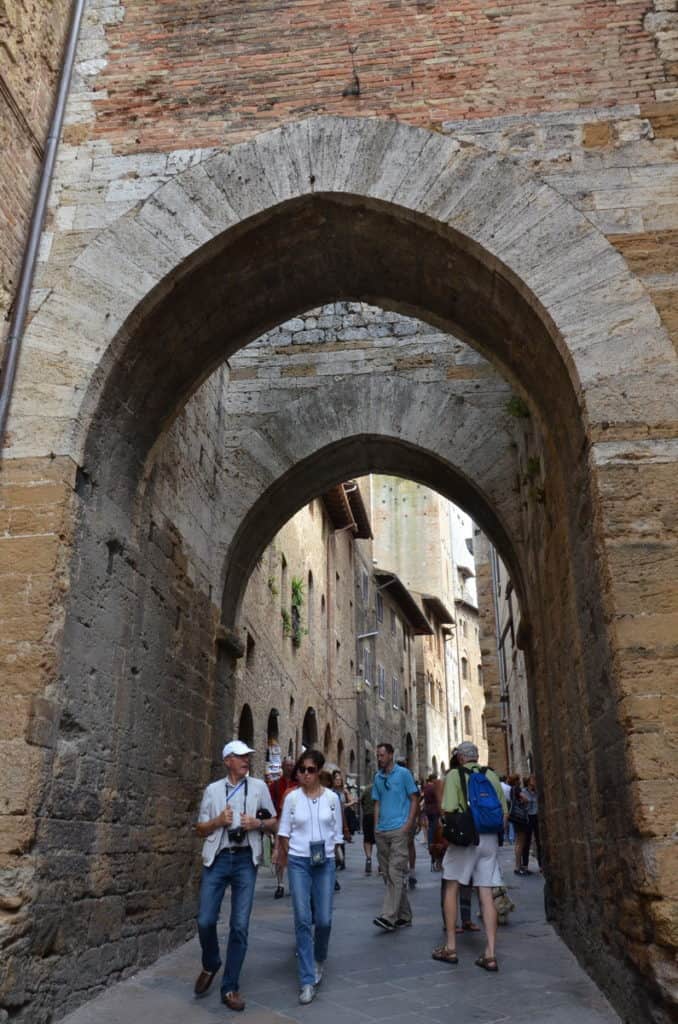 Image of laneway to the main square in San Gimignano, Italy.