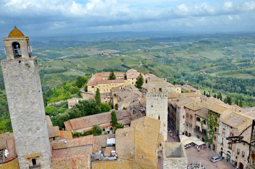 Image of Torre Rognosa the most ancient tower in San Gimignano, Italy.