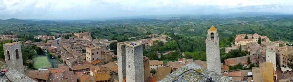 Panoramic image of the village of San Gimignano, Italy.