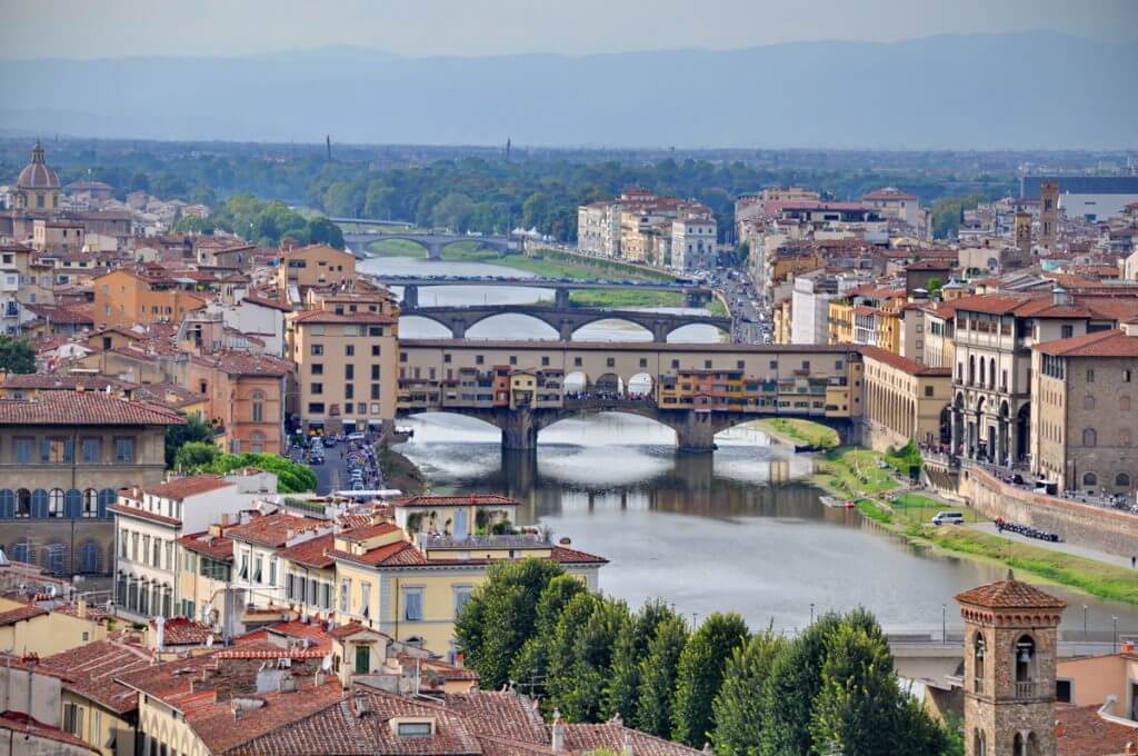 ponte vecchio and river arno in florence, italy
