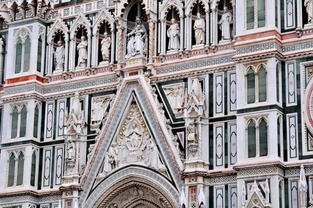 marble work on florence cathedral, florence, italy