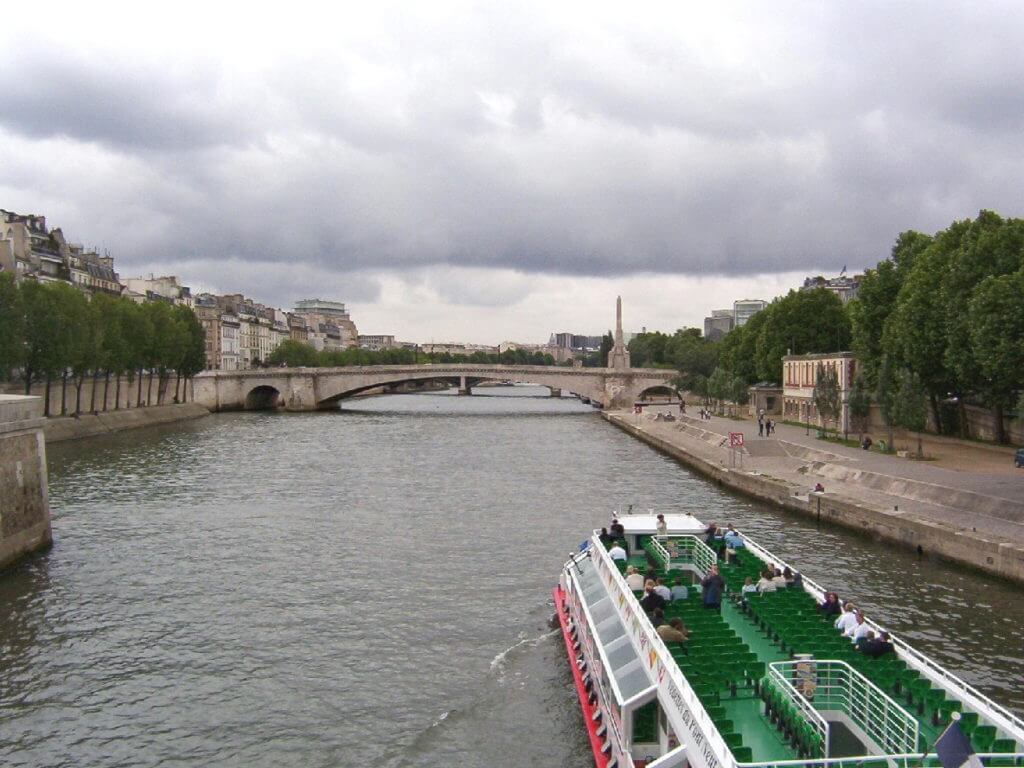 river boat on the seine river, paris, france