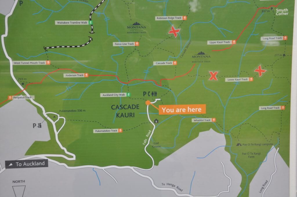 trail map, ark in the park, waitakere ranges regional park, north island, new zealand