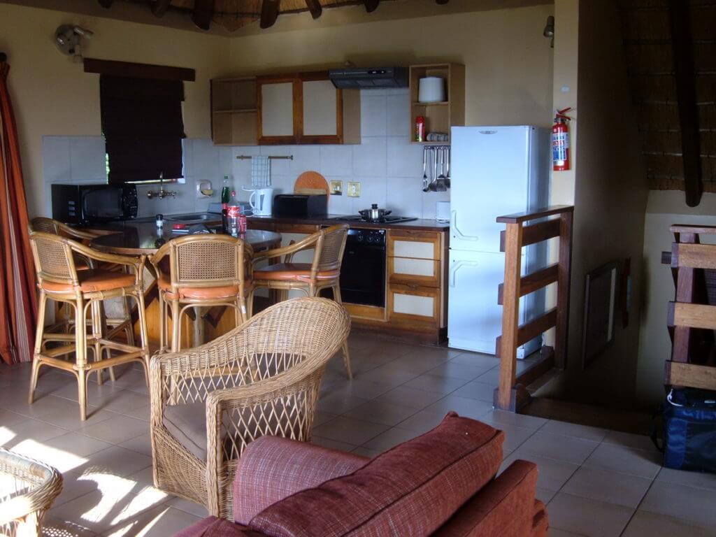 interior of a cabin at hilltop camp, hluhluwe-imfolozi, south africa 
