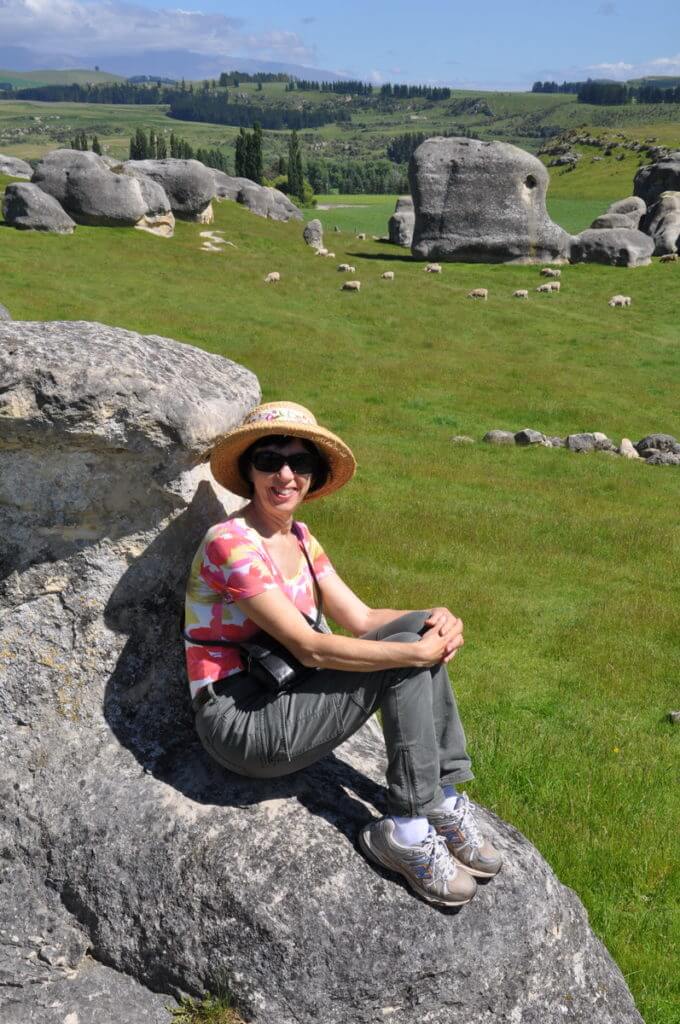 jean on an elephant rock, duntroon, new zealand
