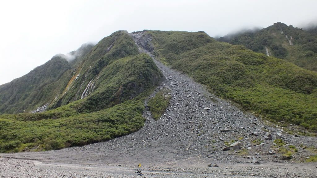a landslide in fox glacier valley, south island, new zealand