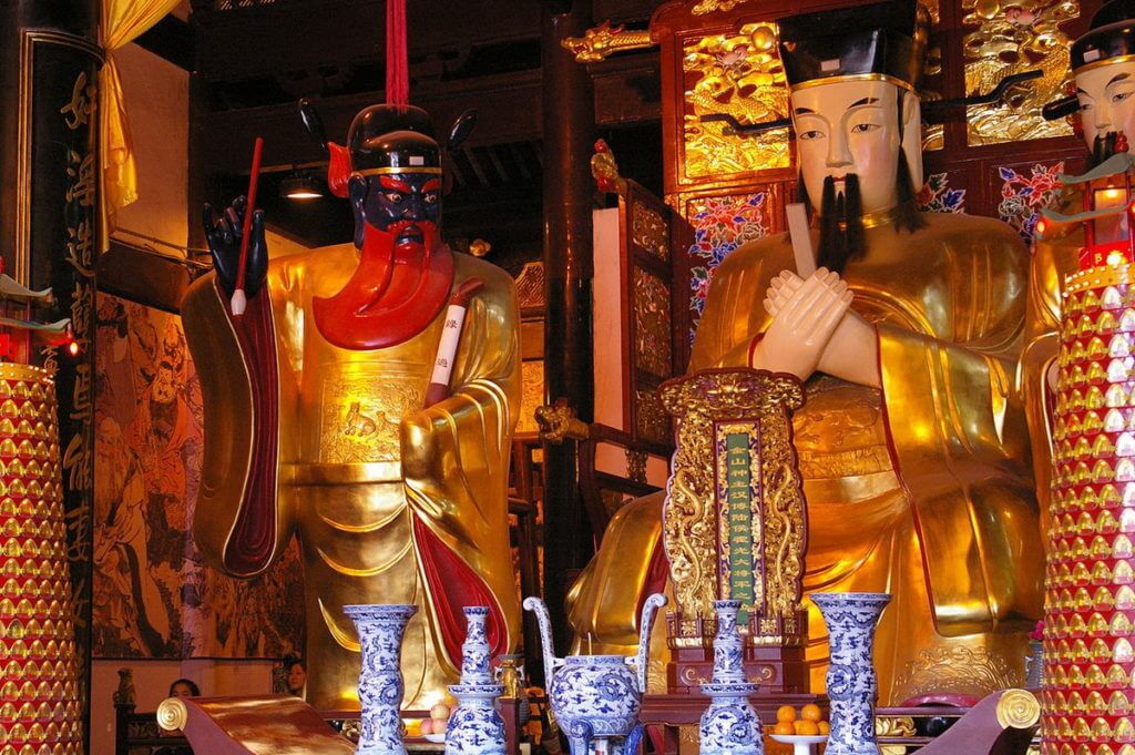 Three of the gods inside the City God Temple of Shanghai