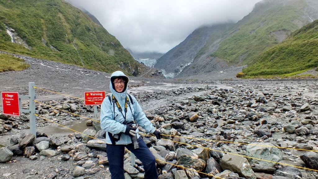 jean at fox glacier, south island, new zealand