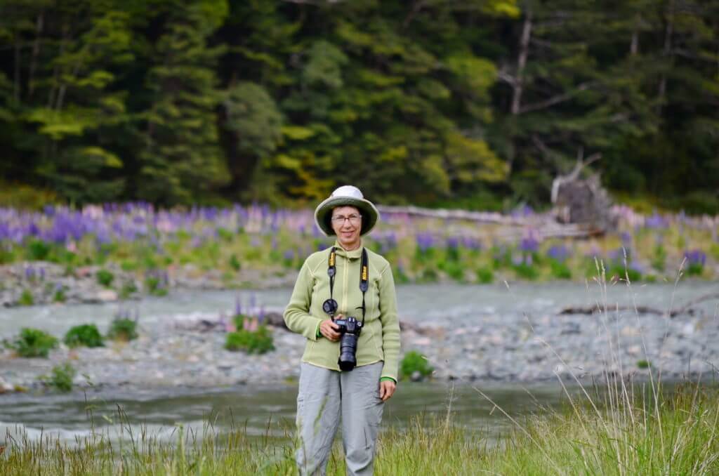 jean beside the eglinton river, eglinton river valley, fiordland national park, new zealand 