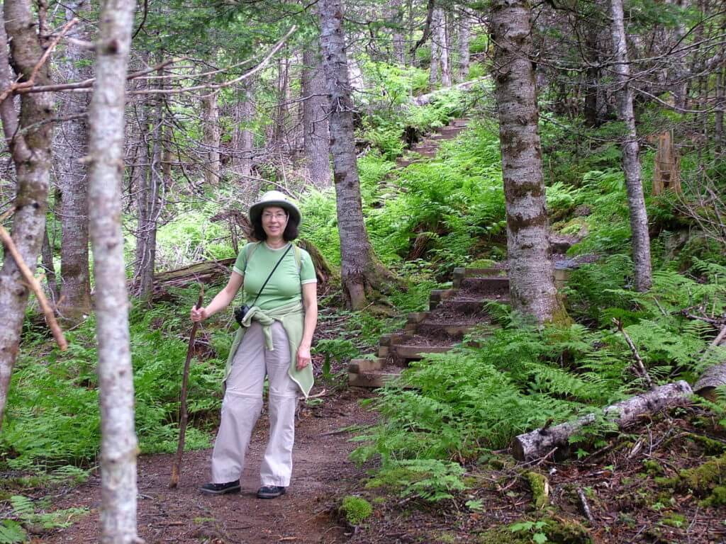 jean on gros morne mountain trail, newfoundland, canada