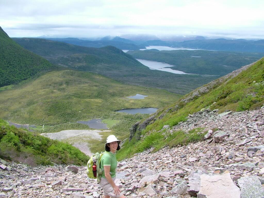 view of bonne bay and the ponds from the gully, gros morne mountain trail, newfoundland, canada