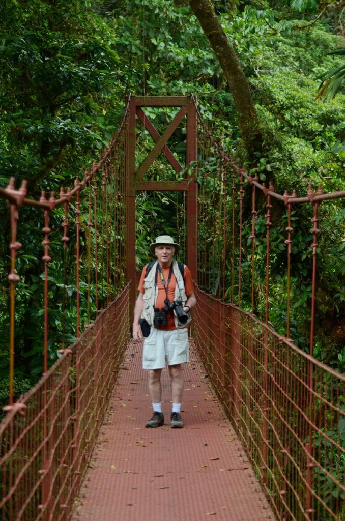 bob on the hanging bridge, monteverde cloud forest preserve, costa rica