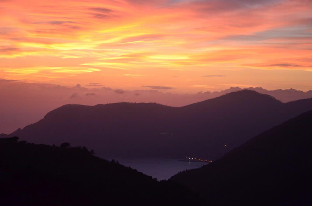 sunset over Monterosso al Mare, cinque terre, italy