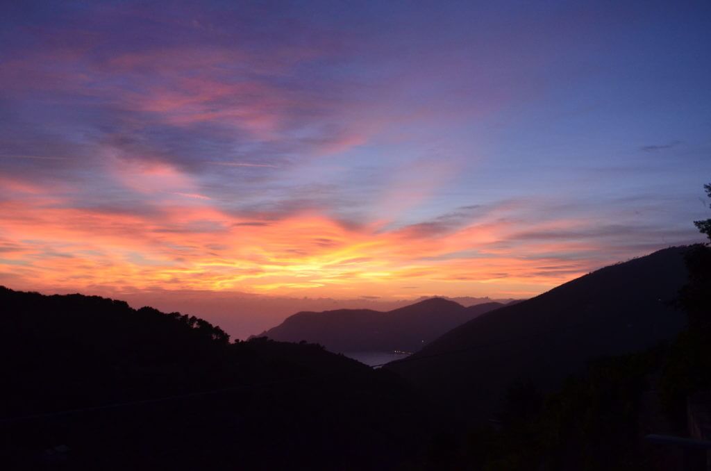 sunset over cinque terre, italy