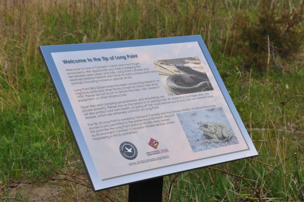 an information sign, tip of long point, lake erie, ontario