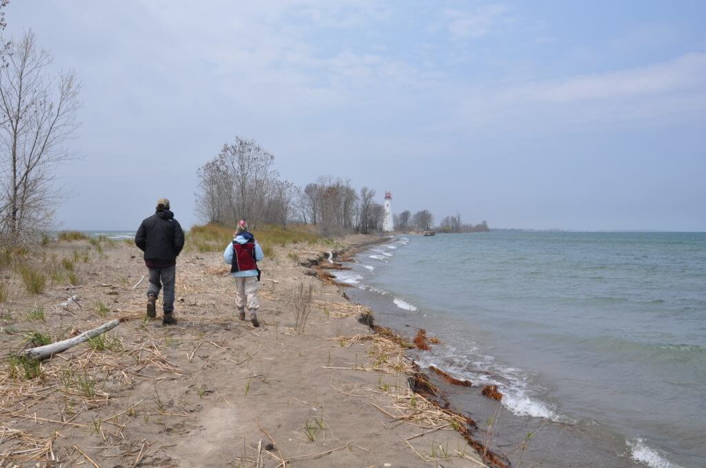 jean and garrett at the tip, long point, lake erie, ontario