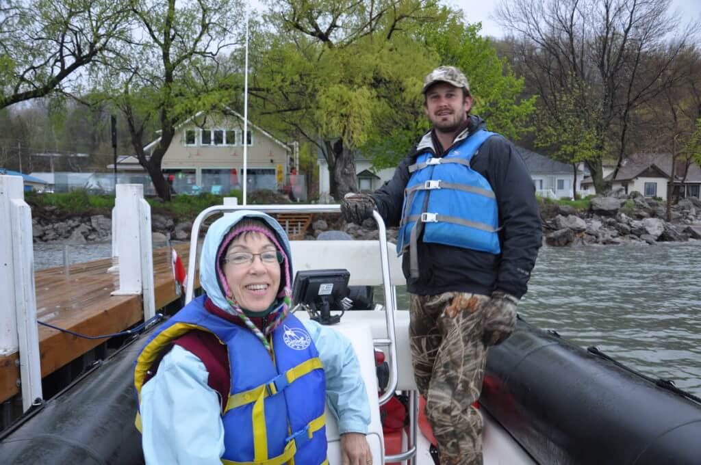 jean in a zodiak, turkey point, lake erie, ontario