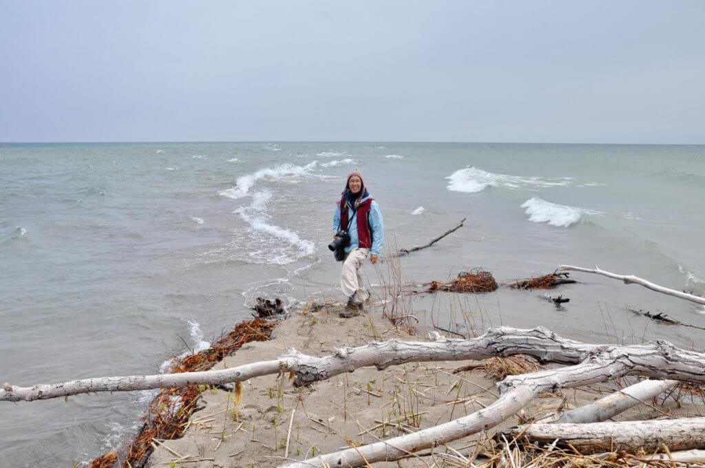 jean at the tip of long point, lake erie, ontario