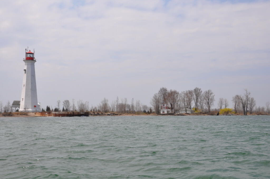 the lighthouse at the tip of long point, lake erie, ontario