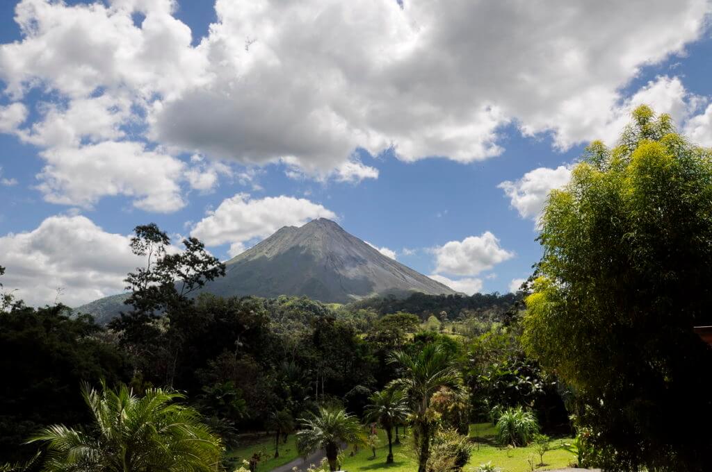 a view of arenal volcano from kokoro lodge, la fortuna, costa rica