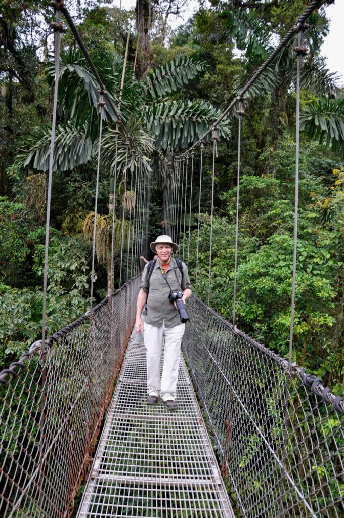 bob on a hanging bridge, mistico arenal hanging bridges park, la fortuna, costa rica