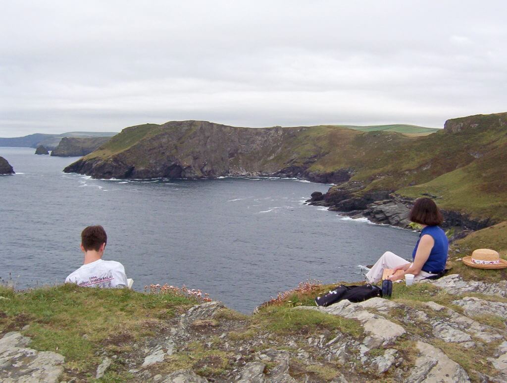 jean and her son, coast of cornwall, england