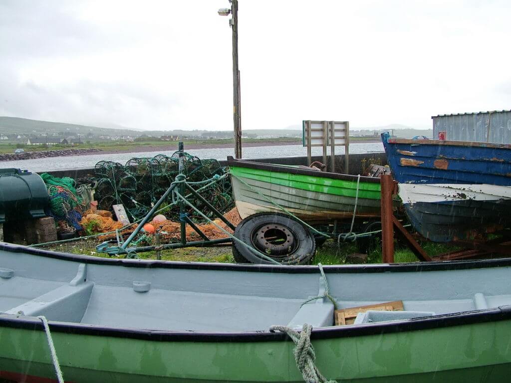 fishing boats and lobster traps, ballinskelligs, ireland