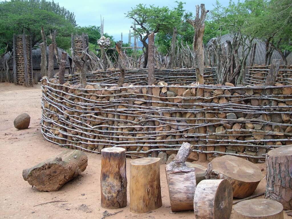fence around a kraal, shakaland, kwazulu-natal, south africa