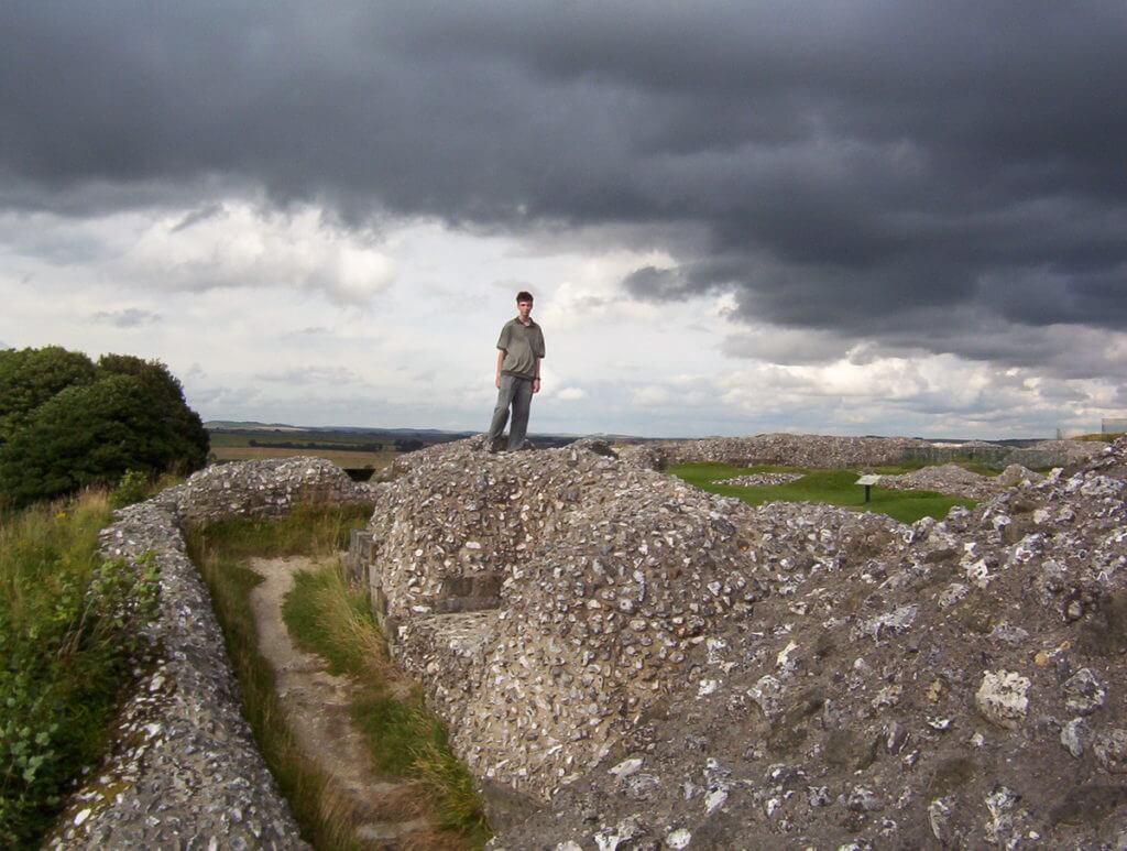 iron age hill fort ruins, Old Sarum, Wiltshire Plains, England