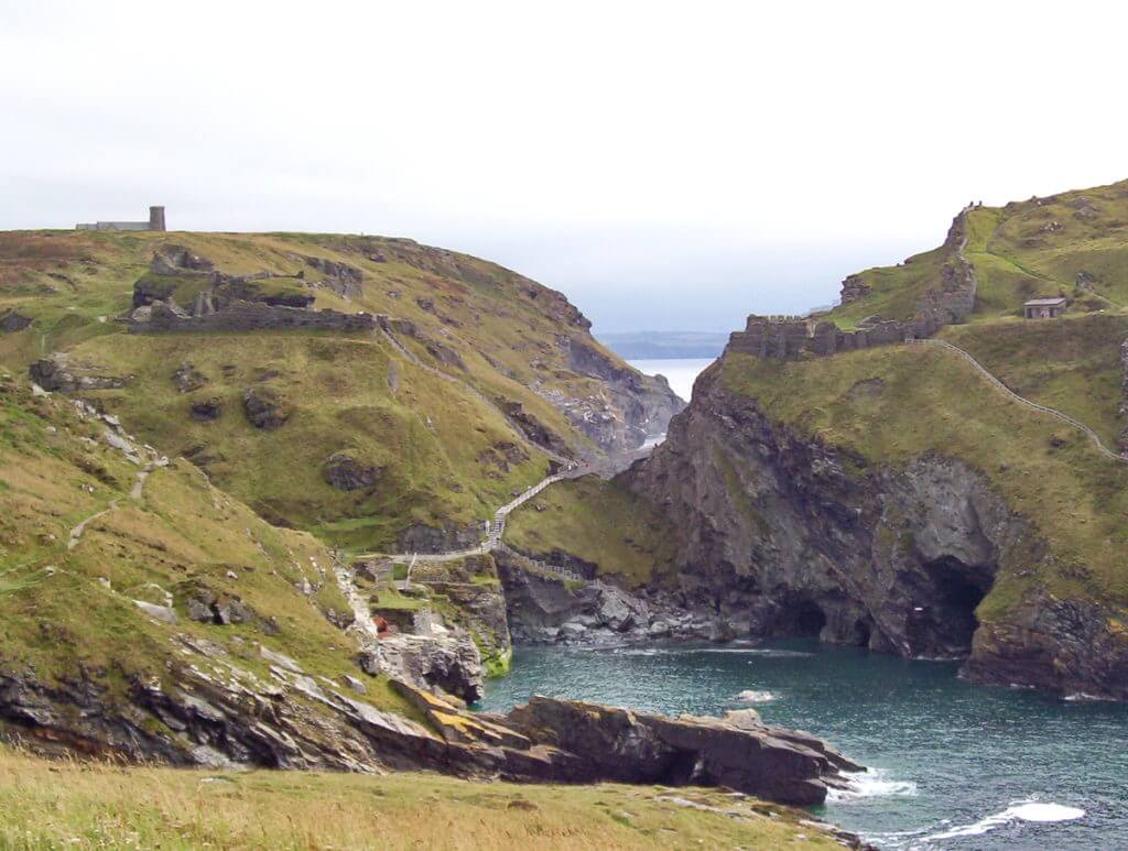 stairs to tintagel castle, cornwall, england