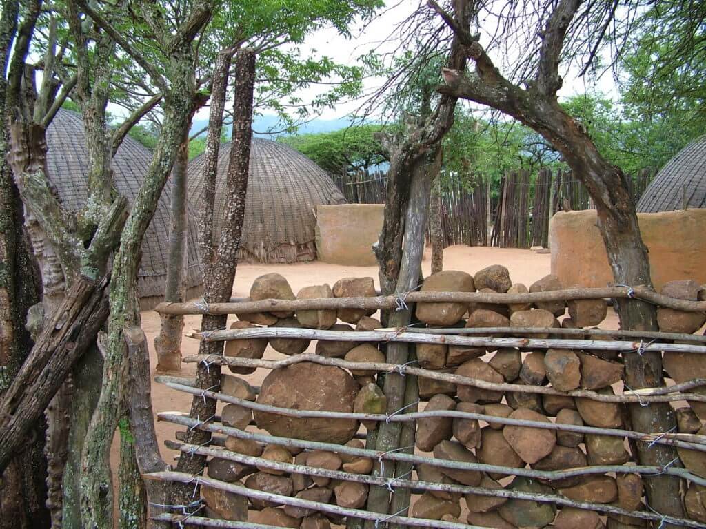 kraal palisades and fence, shakaland, kwazulu-natal, south africa
