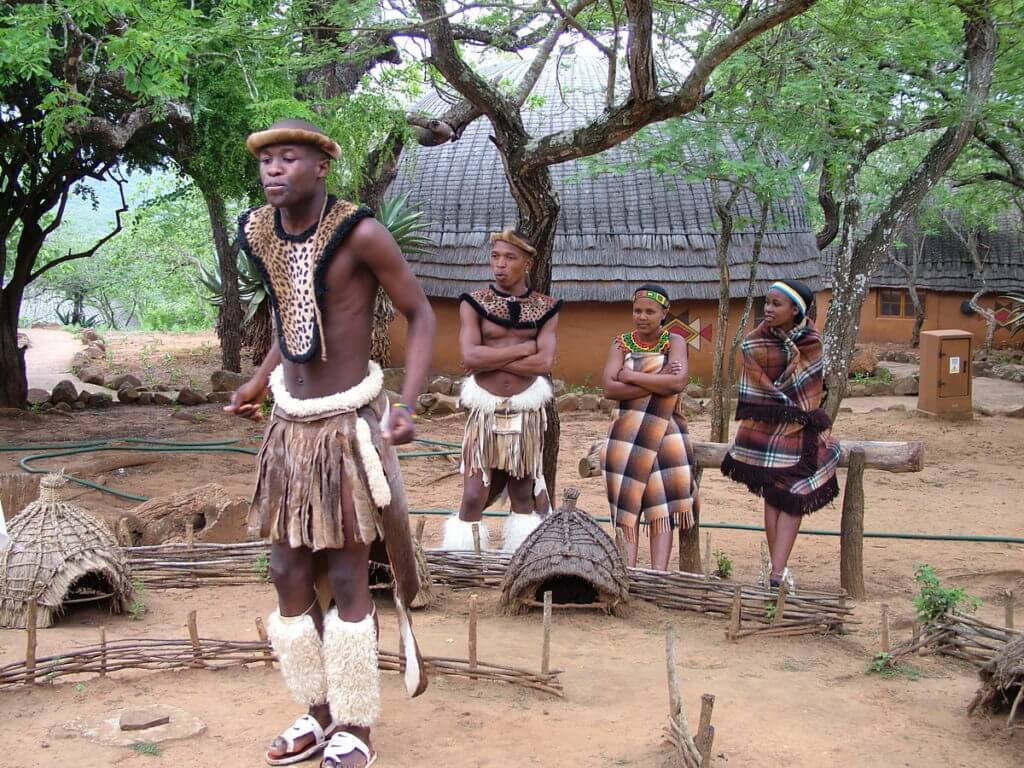 young zulu tribe members, shakaland, kwazulu-natal, south africa