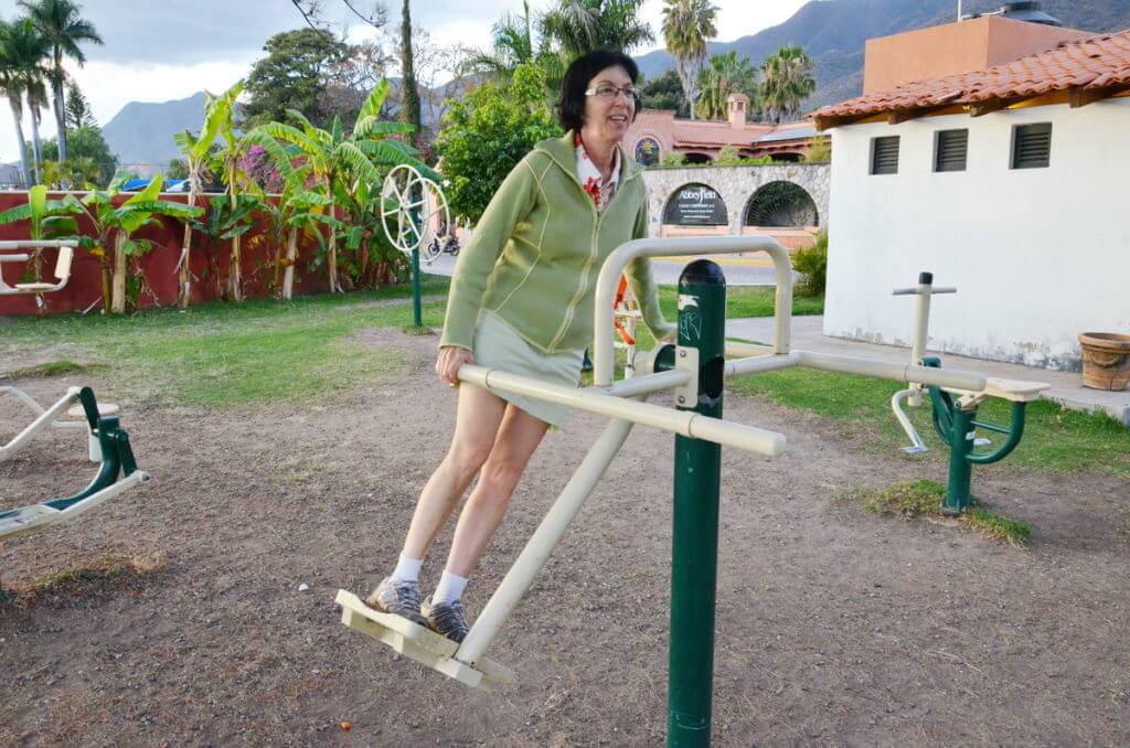 jean in a lakeside park, ajijic, lake chapala, mexico
