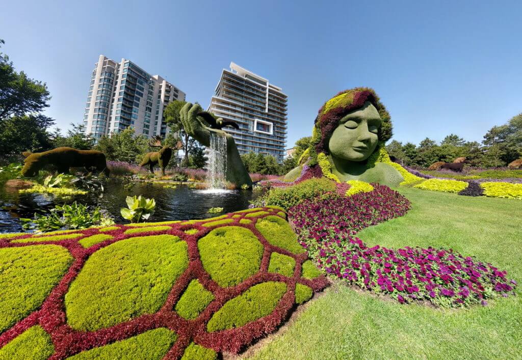 the huron legend of mother earth, mosaiculture 2018, gatineau, quebec, canada