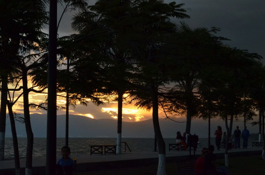 sunset over lake chapala, mexico