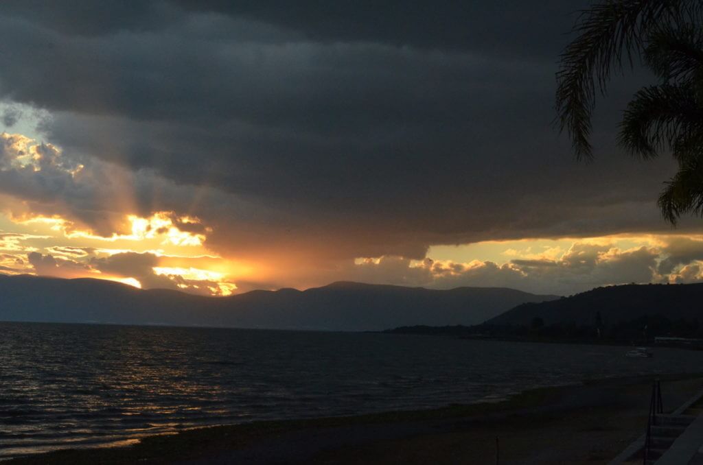 storm clouds at sunset, lake chapala, mexico