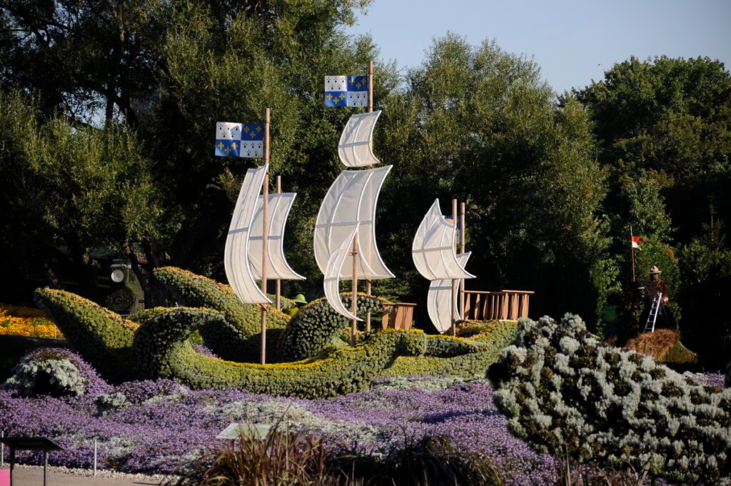three ships from france, mosaiculture 2018, gatineau, quebec, canada
