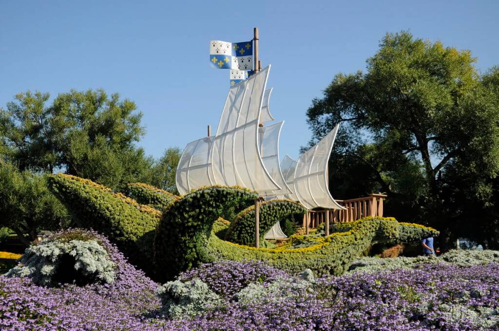 three ships from france, mosaiculture 2018, gatineau, quebec, canada