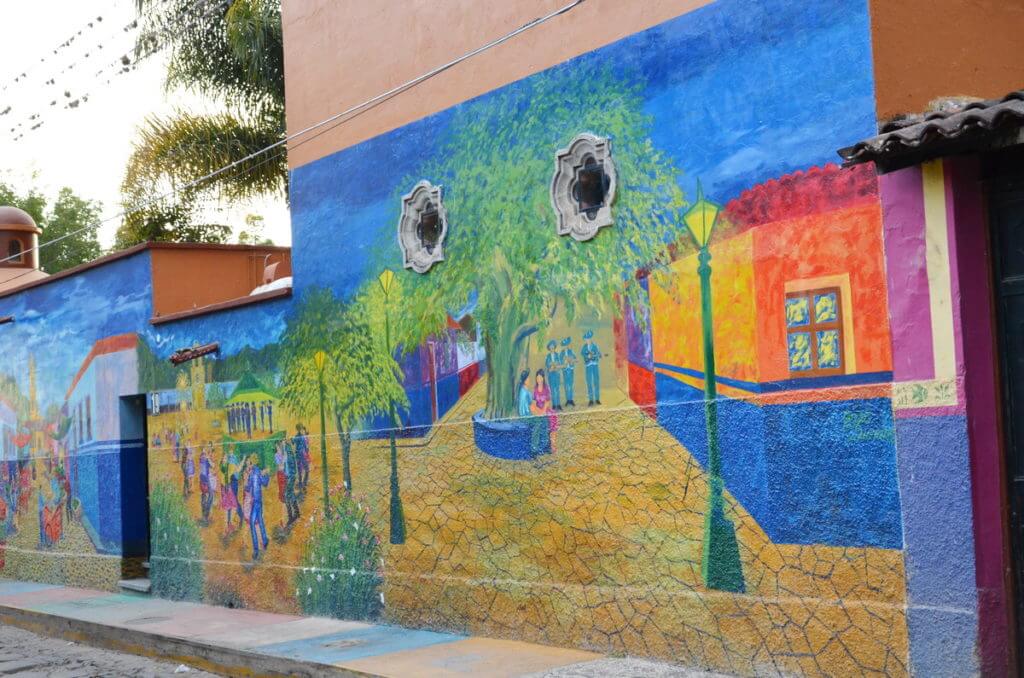 street mural along the malecon, ajijic, lake chapala, mexico