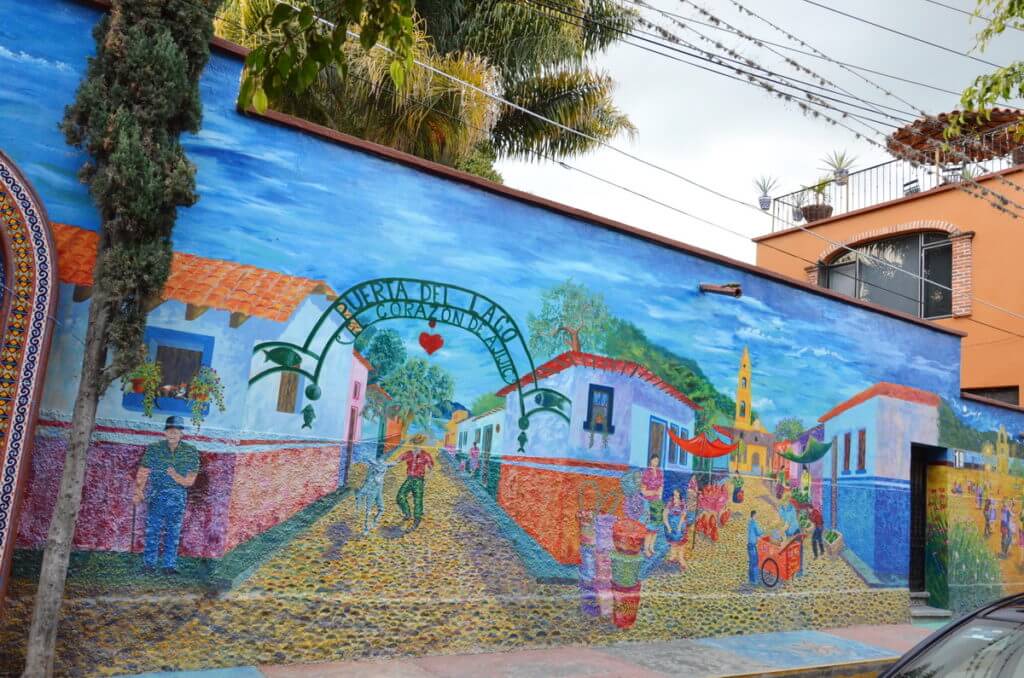 street mural along the malecon, ajijic, lake chapala, mexico