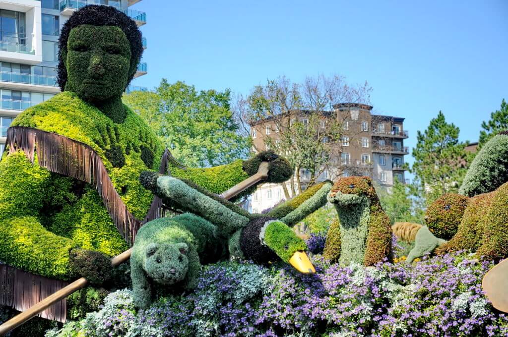 the algonquin legend of wisakedjak, mosaiculture 2018, gatineau, quebec, canada