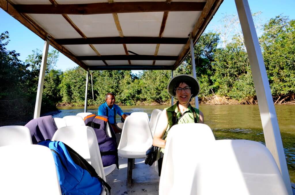 jean on riverboat, river frio, cano negro wildlife refuge, costa rica